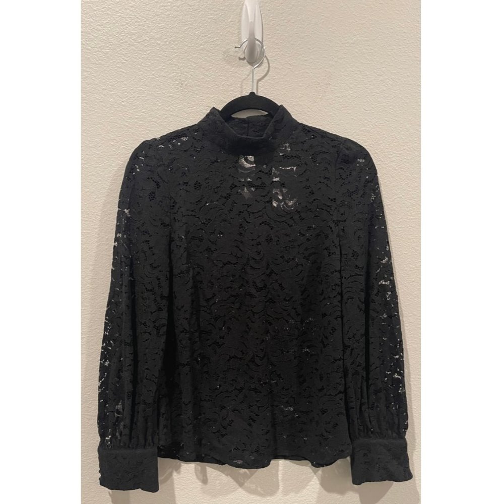 H&M Black Lace Long Sleeve Blouse